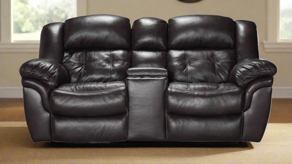 Achieve Leather Manual Reclining Loveseat w/Console